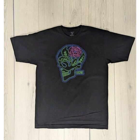Vans Other - VANS Shirt Adult Large Black Graphic Skull Rose Short Sleeve T Shirt